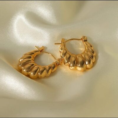 Golden Twist Hoops Earrings