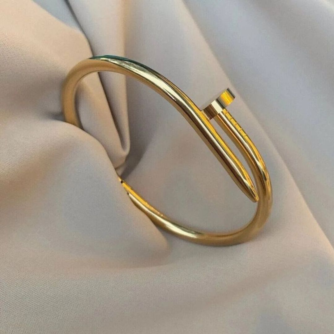 Gold Nail Bangle Bracelet - Image 4