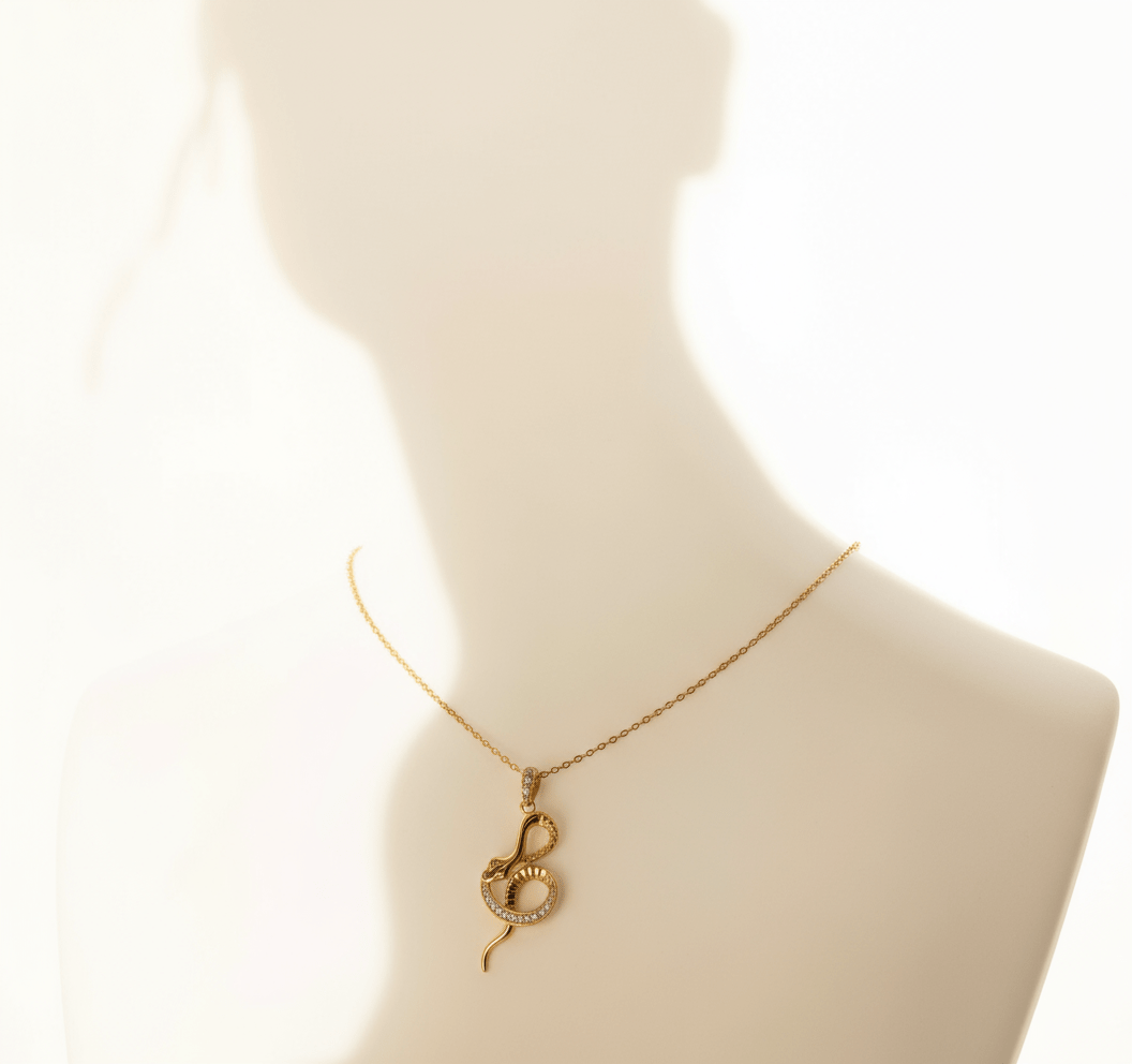 Gold Snake Pendant Necklace
