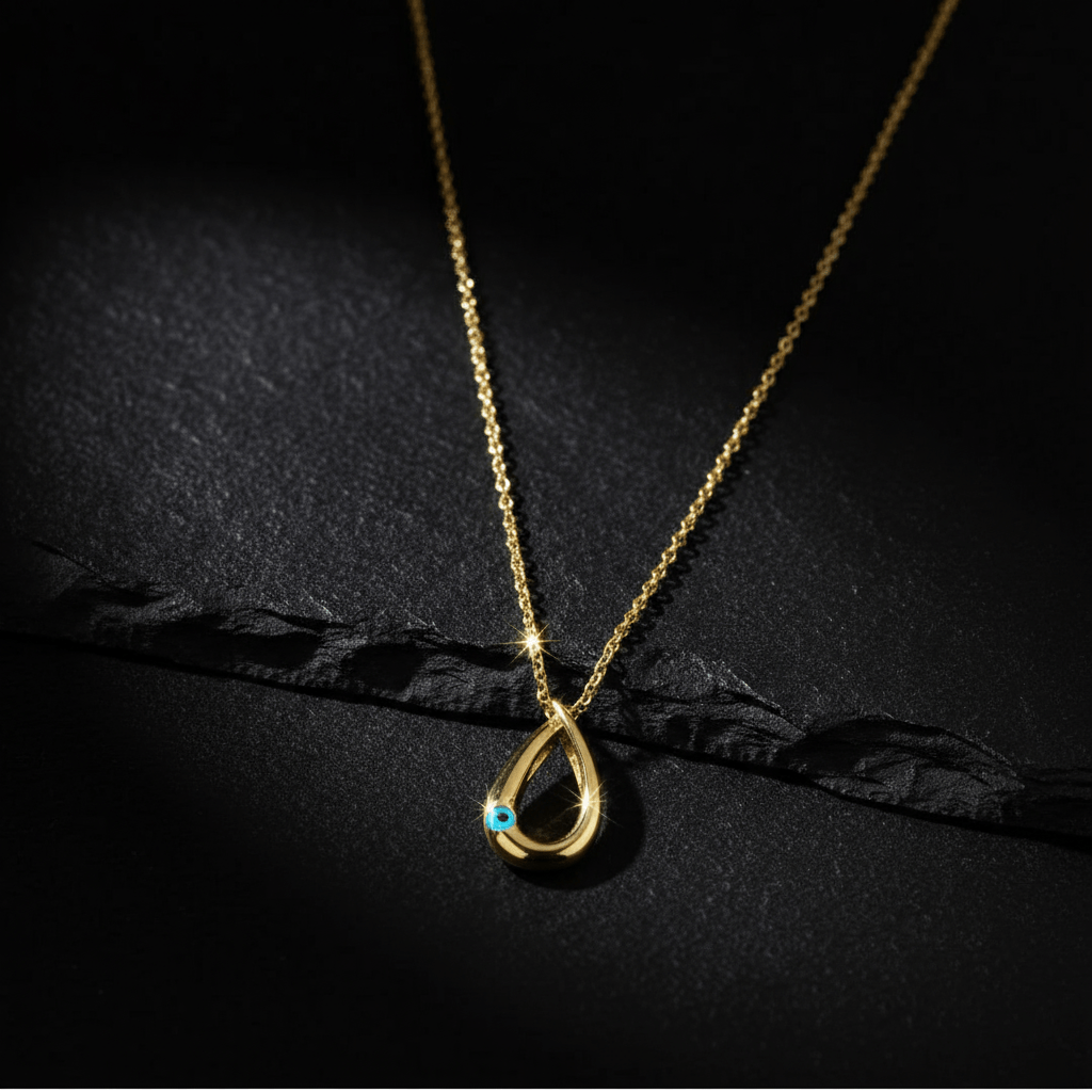 Gold Teardrop Pendant Necklace