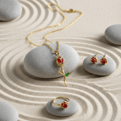 Scarlet Rose Gold Necklace