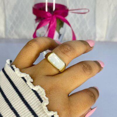 White Stone Gold Ring